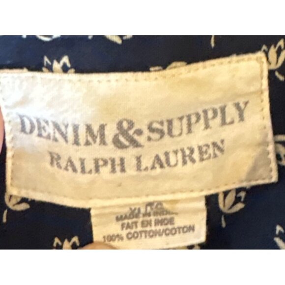Denim & Supply Ralph Lauren Shirt Navy Blue Floral Long Sleeve Shirt XL - Picture 4 of 8